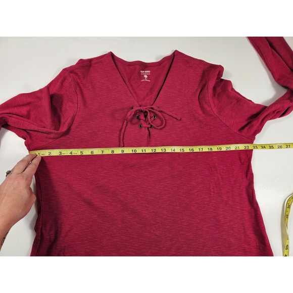 NWOT Ruff hewn size XL hot pink lace up collar popover Career Casual ^ - Picture 5 of 6